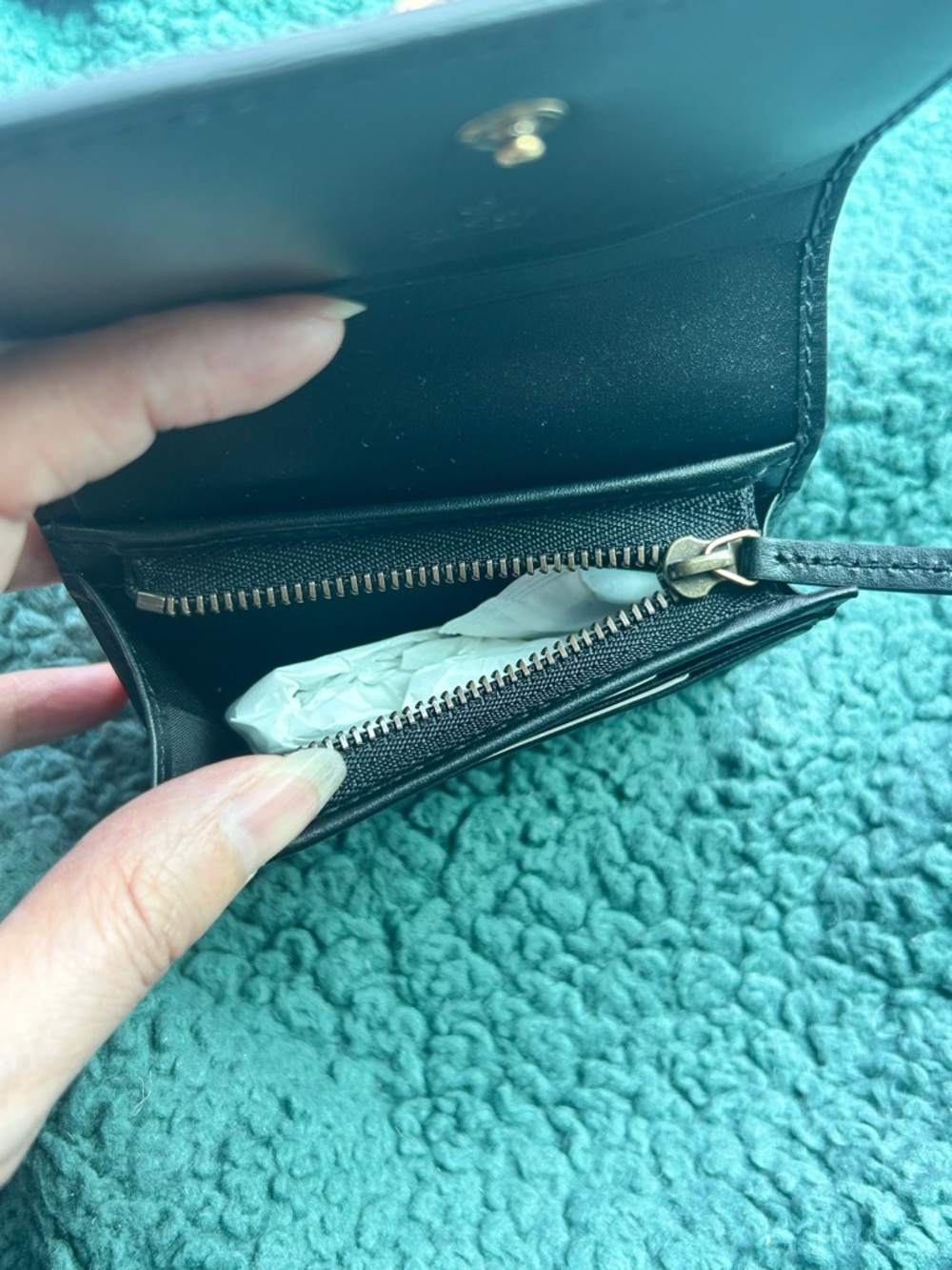 NWT Authentic Gucci Guccissima Big Cat 🐱 Leather Mini Wallet Black - Picture 9 of 11
